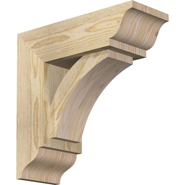 Ekena Millwork Thorton Traditional Rough Sawn Bracket w/ Offset Brace, Douglas Fir, 6"W x 16"D x 16"H BKT0604X16X16THR01RDF - main